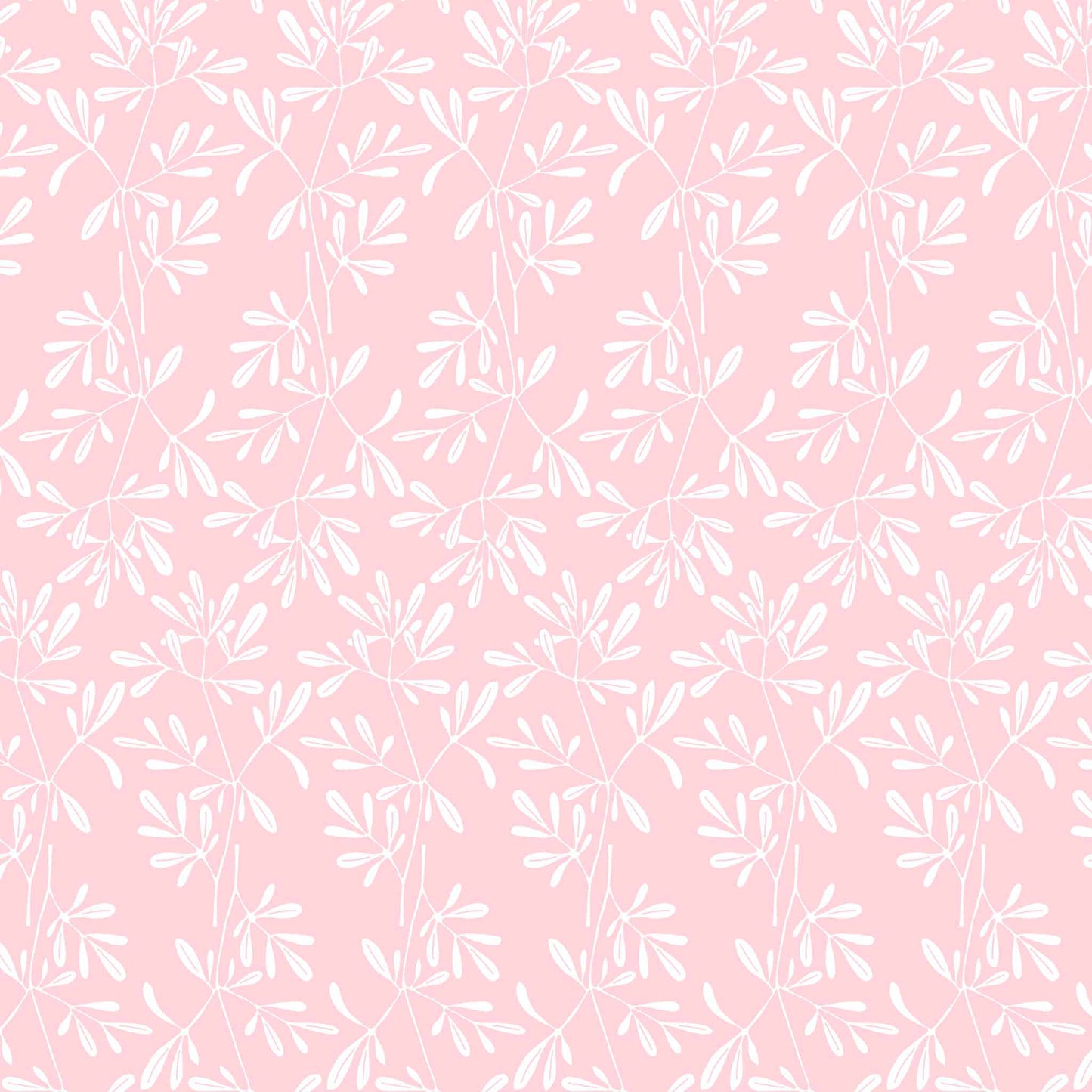 fabric in powder pink with delicate white stems with leaves