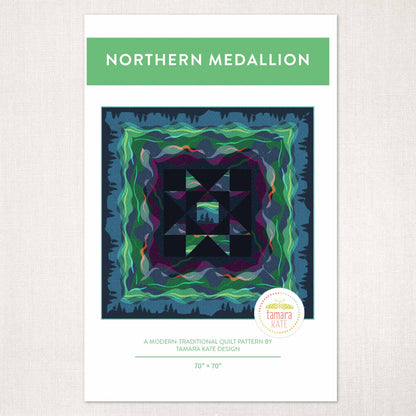 quilt pattern showing a medallion quilt with northern lights fabric