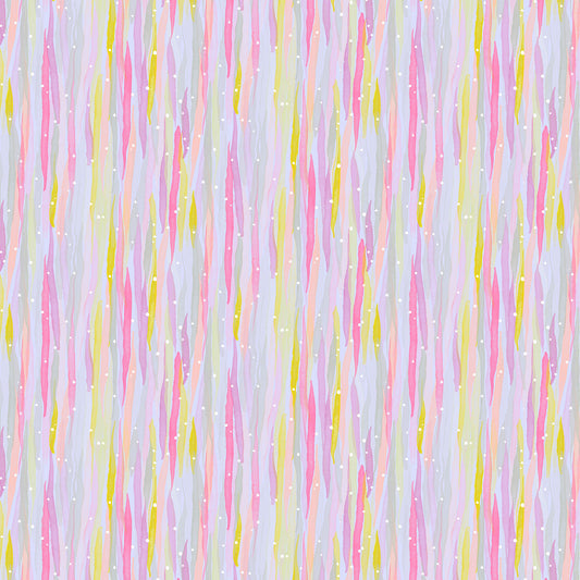soft watercolour overlapping strokes in purple, pink and grey on a light lavender ground with tiny white dots