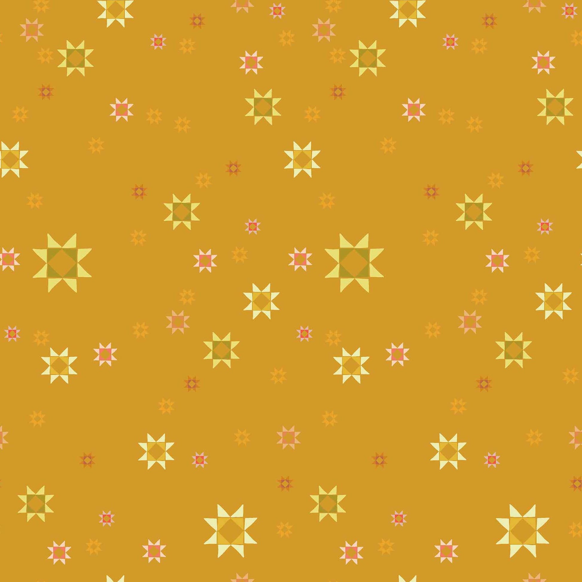 Pattern of geometric stars on a gold background