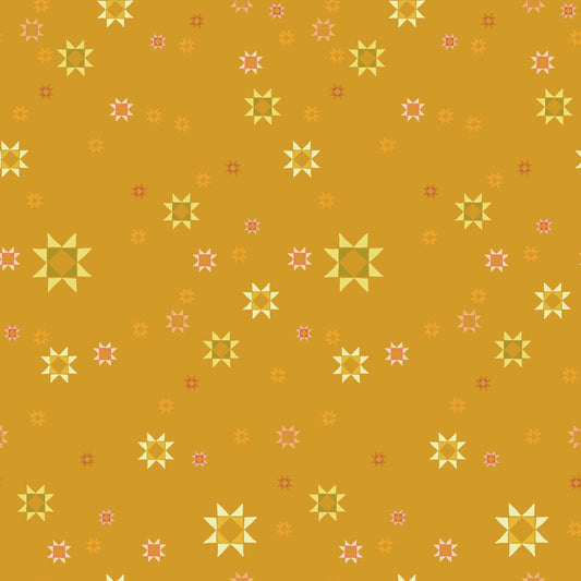 Pattern of geometric stars on a gold background