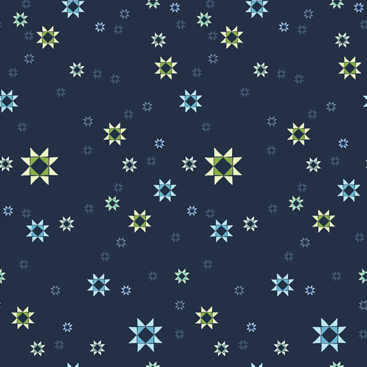 pattern of geometric stars on a dark blue background